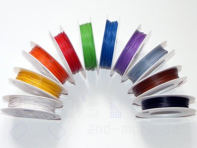 SET 10 x 25 Meter Kabel 0,14mm hochflexibel, Spule, alle Farben