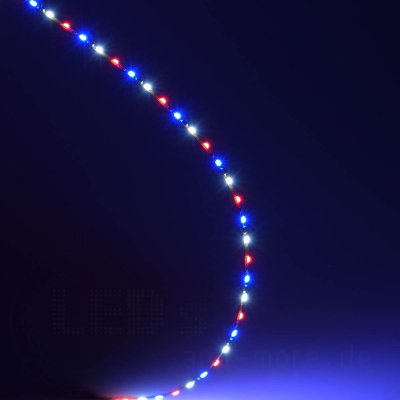 20cm dreifarbiges Flex-Band ultraschmal 39 LEDs 12V Rot / Blau / Wei, 1,6mm breit Kirmes