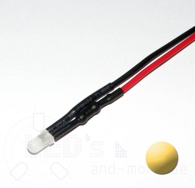 3mm LED diffus mit Anschlusskabel Warm Wei 2800mcd 5-15 Volt