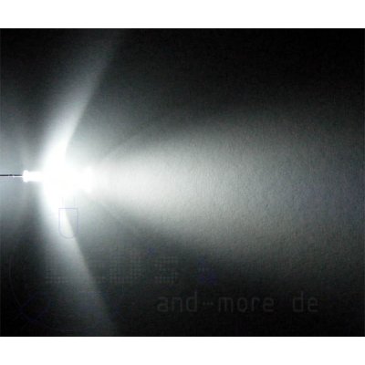 3mm LED ultrahell Wei mit Anschlusskabel 16000mcd 5-15 Volt