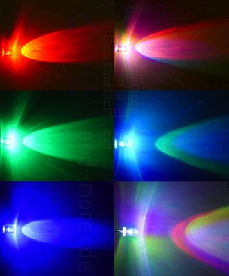 5mm LED mit Anschlusskabel RGB Farbwechsel langsam 5-15 Volt