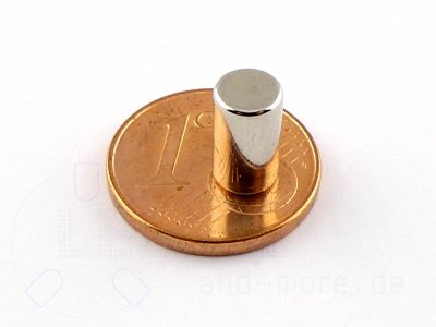 Magnet Stab Zylinder  5 x 8,47 mm vernickelt, 970g, N45 Neodym