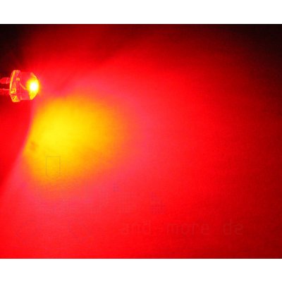 0,5 W Ultrahelles 8mm Flachkopf LED Rot 20 Lm 140
