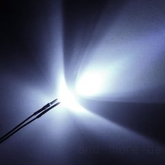 1,8mm LED Kalt Wei klar mit Anschlusskabel 7000 mcd 40