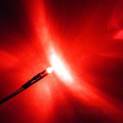 1,8mm LED Rot klar mit Anschlusskabel 3000 mcd 30