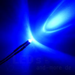 1,8mm LED Blau klar mit Anschlusskabel 4000 mcd 30