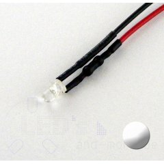 3mm LED ultrahell Wei mit Anschlusskabel 16000mcd 5-15 Volt
