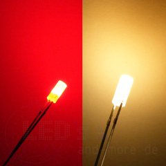 3mm DUO LED Diffus Zylindrisch Rot / Warm Wei, Bipolar 60