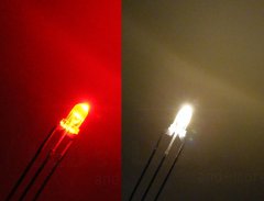 3mm LED klar DUO Warm Wei Rot gemeins. Pluspol Anode