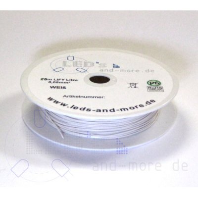 25 Meter Kabel Weiss 0,05 mm hochflexibel (Spule)