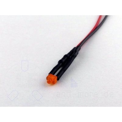 Diffuses 1,8mm LED Orange mit Anschlusskabel 60 mcd 60