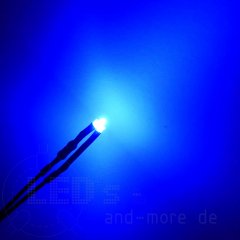Diffuses 1,8mm LED Blau mit Anschlusskabel 2500 mcd 30