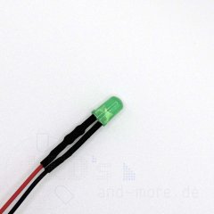5mm LED farbig diffus Tiefgrn mit Anschlusskabel 4000mcd...
