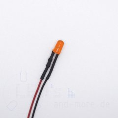 5mm LED farbig diffus Orange mit Anschlusskabel 750mcd...