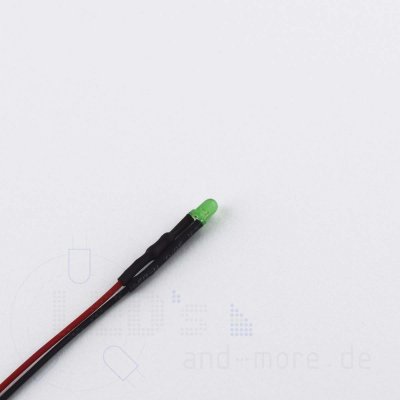 3mm LED farbig diffus mit Anschlusskabel gelblich Grn 60mcd 5-15 Volt