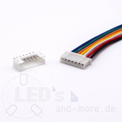 Micro JST Kabel mit Buchse + Platinen Steckverbinder, 7-polig RM 2,0mm PH