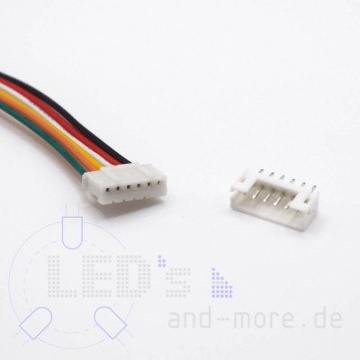 Micro JST Kabel mit Buchse + Platinen Steckverbinder, 6-polig RM 2,0mm PH