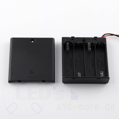 Batteriefach fr 4 x Mignon (AA) mit Schalter und Kabel