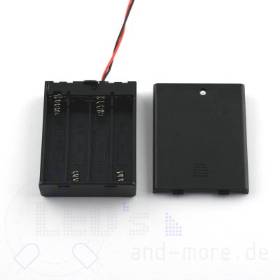 Batteriefach 4 x AAA Micro Gehuse mit Schalter und Kabel