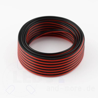 10 Meter Kabel Schwarz / Rot Doppellitze 2x0,75mm Flexibel (Ring)