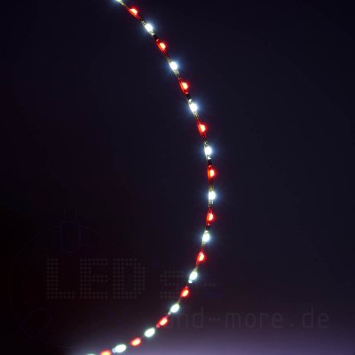 20cm zweifarbiges Flex-Band ultraschmal 39 LEDs 12V Rot / Wei, 1,6mm breit Kirmes