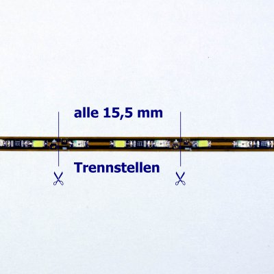 20cm zweifarbiges Flex-Band ultraschmal 39 LEDs 12V Warm Wei / Rot, 1,6mm breit Kirmes