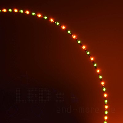 20cm zweifarbiges Flex-Band ultraschmal 39 LEDs 12V Orange / Gelbgrn, 1,6mm breit Kirmes