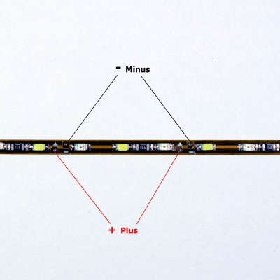 20cm zweifarbiges Flex-Band ultraschmal 39 LEDs 12V Orange / Gelbgrn, 1,6mm breit Kirmes