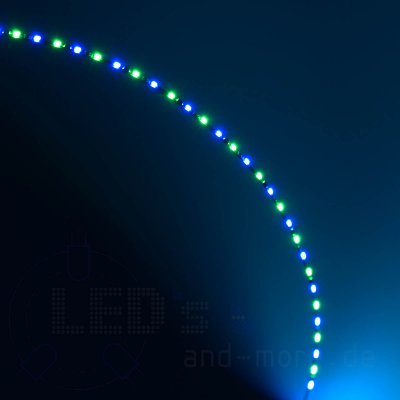 20cm zweifarbiges Flex-Band ultraschmal 39 LEDs 12V Grn / Blau, 1,6mm breit Kirmes