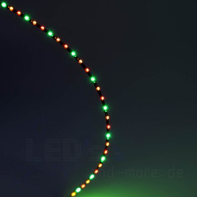 20cm dreifarbiges Flex-Band ultraschmal 39 LEDs 12V Gelb / Grn / Rot, 1,6mm breit Kirmes