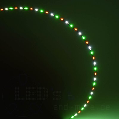 20cm dreifarbiges Flex-Band ultraschmal 39 LEDs 12V Grn / Wei / Orange, 1,6mm breit Kirmes