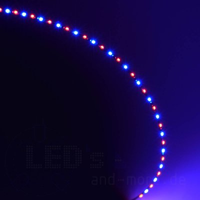 20cm zweifarbiges Flex-Band ultraschmal 39 LEDs 12V Rot / Blau, 1,6mm breit Kirmes