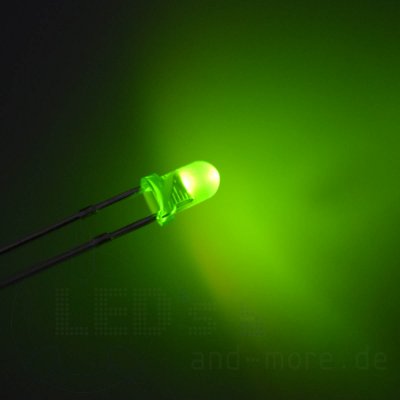 3mm LED gelblich Grn farbig Diffus 30 200mcd ultrahell