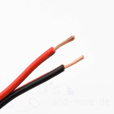 1 Meter Kabel Rot / Schwarz Doppellitze 2x0,5mm Flexibel (Meterware)