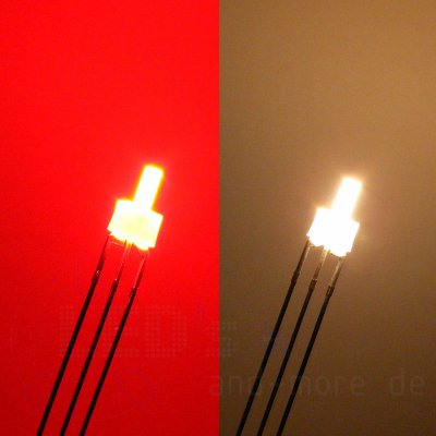 2mm Tower LED diffus DUO Warmwei Rot 90 gemeins. Pluspol Anode