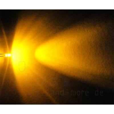 3mm LED ultrahell Gelb mit Anschlusskabel 5000mcd 5-15 Volt