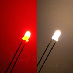 3mm DUO LED Bi-Color Warm Wei / Rot Diffus Bipolar