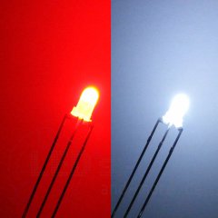 3mm LED diffus DUO Kalt Wei Rot gemeins. Pluspol Anode
