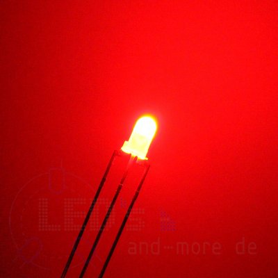 3mm LED diffus DUO Warm Wei Rot gemeins. Pluspol Anode