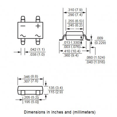 DB107S Brckengleichrichter SMD 1000V 1A von AC nach DC